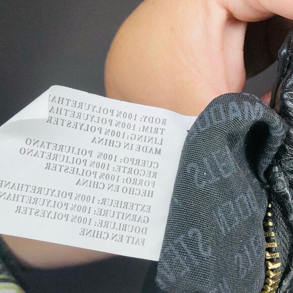 STEVE MADDEN Women's Black Embossed Faux Leather Gold Accent Handbag Purse - Picture 2 of 12